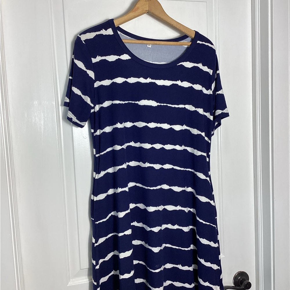 Navy and White Striped Women's dress